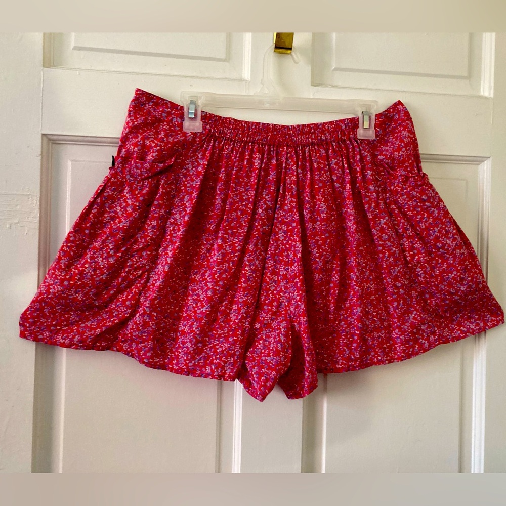 Free People red floral light cotton shorts